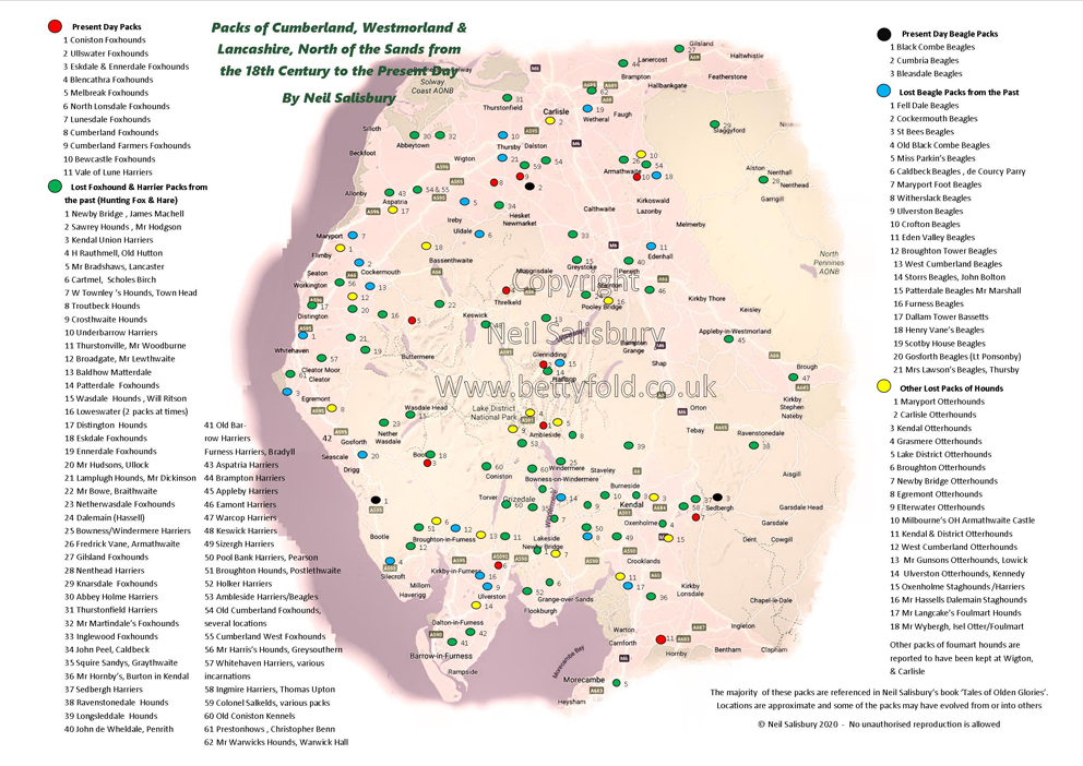 Lost Packs of Cumbria Map by Betty Fold Gallery